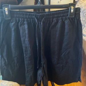 Black linen look shorts